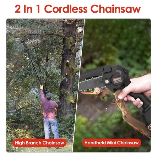 2-in-1 Cordless Pole Saw & Mini Chainsaw Electric Mini Chainsaw Length
